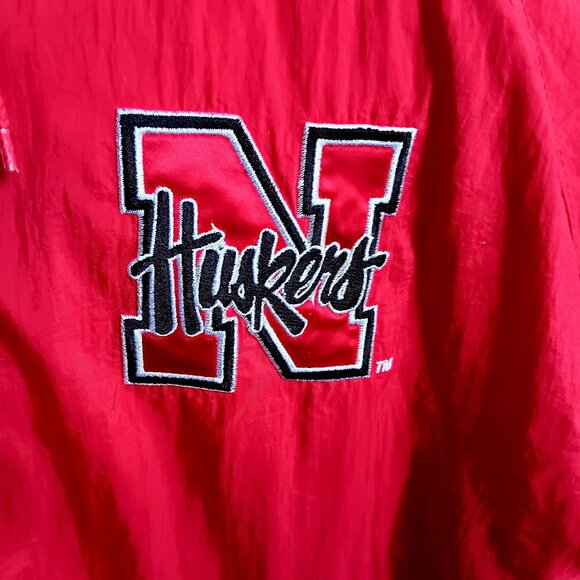 XL Vintage Nebraska Huskers Jacket 90's Big Red Hooded Bomber Puffer Embroidered - Picture 4 of 7